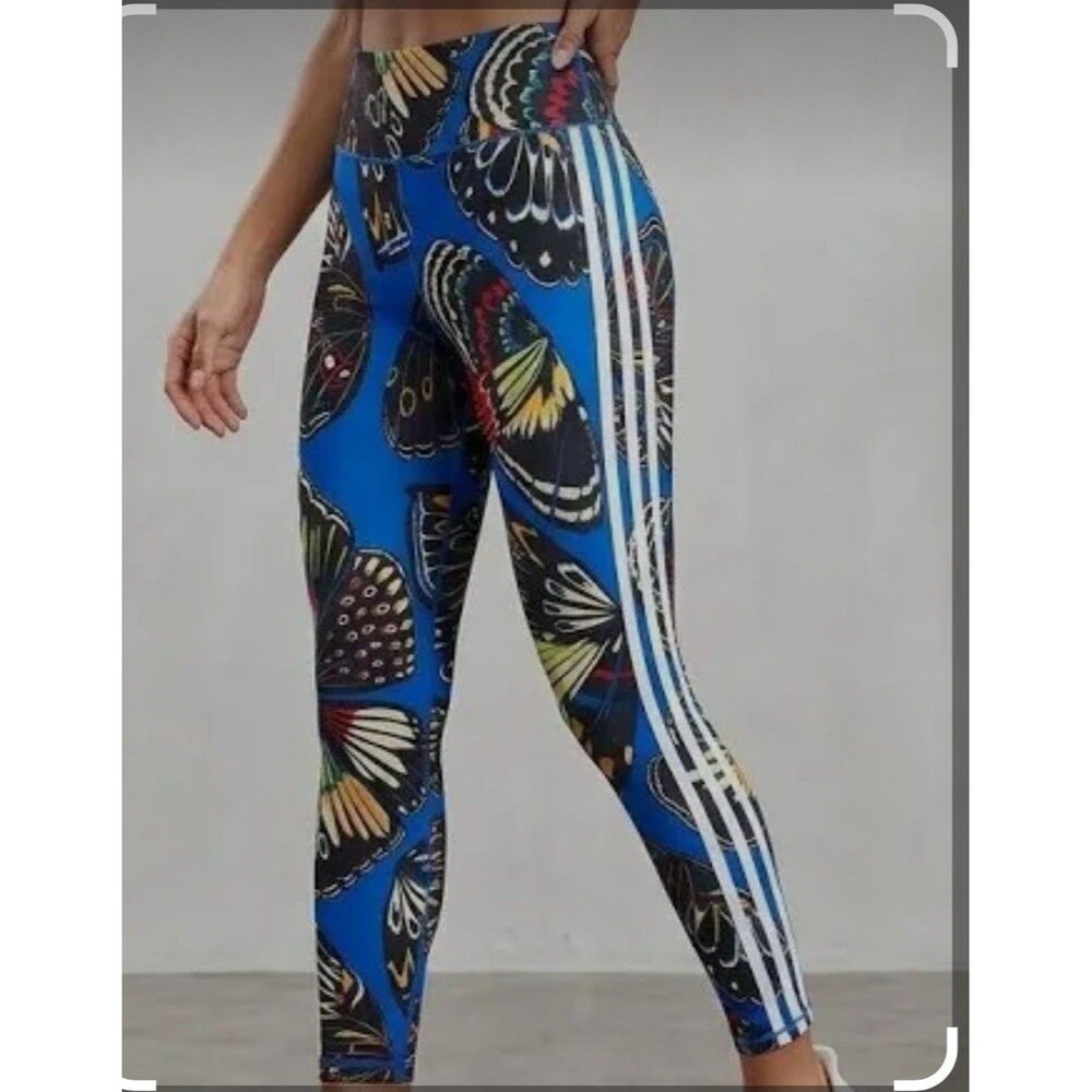 FARM RIO Women's Ankle Leggings Blue Multicolor Butterfly Print Logo Size S